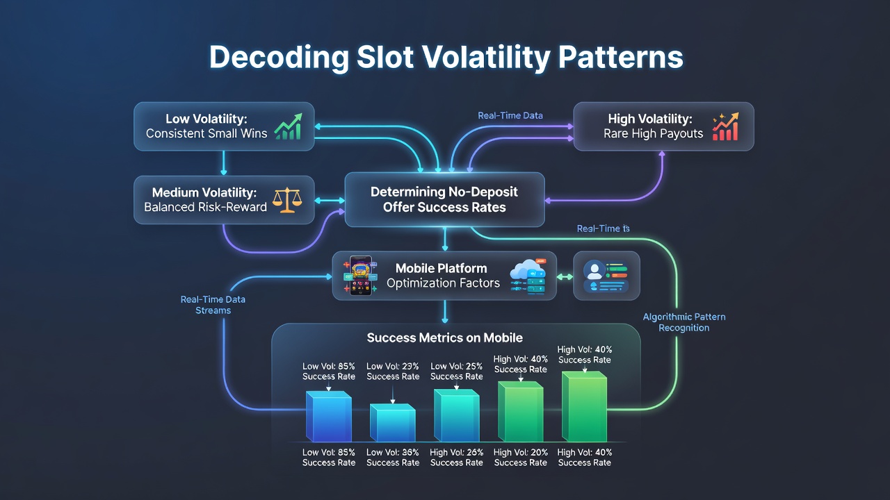 Analytics dashboard illustrating correlations between slot volatility levels and no-deposit bonus redemption rates across mobile user segments