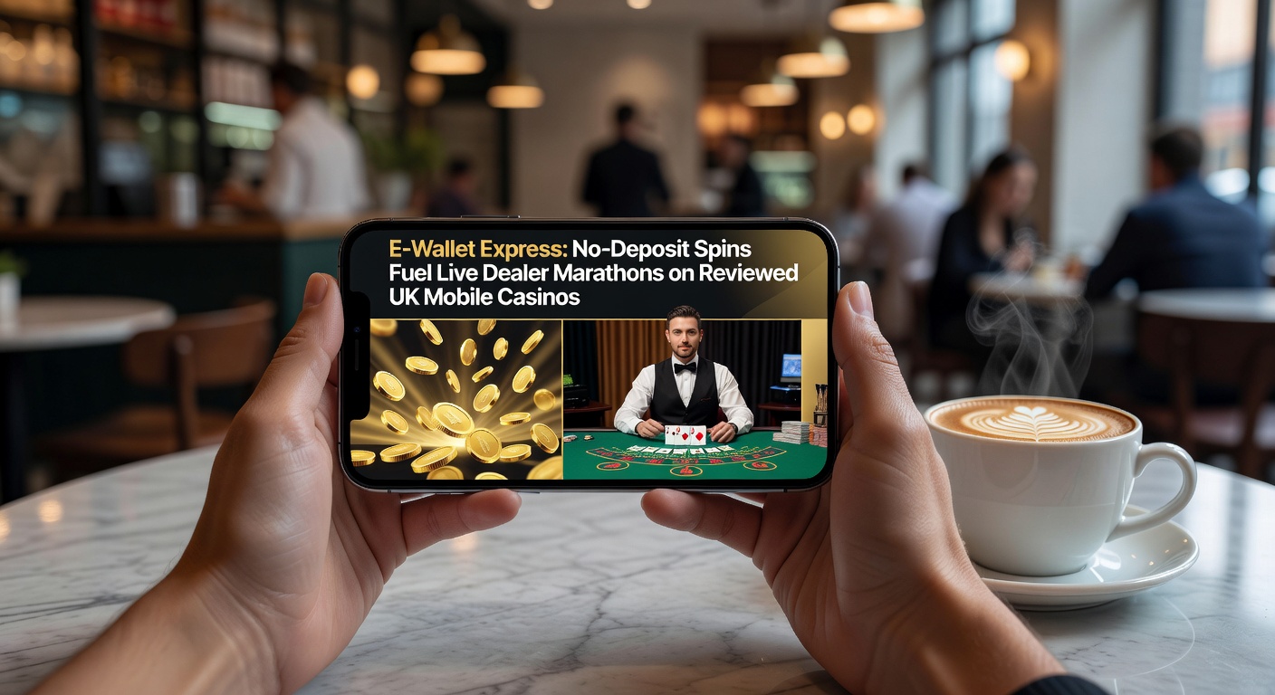 Close-up of an e-wallet transaction screen on a smartphone next to a live dealer baccarat game, showing instant credit from no-deposit spins turning into chip stacks on the virtual table