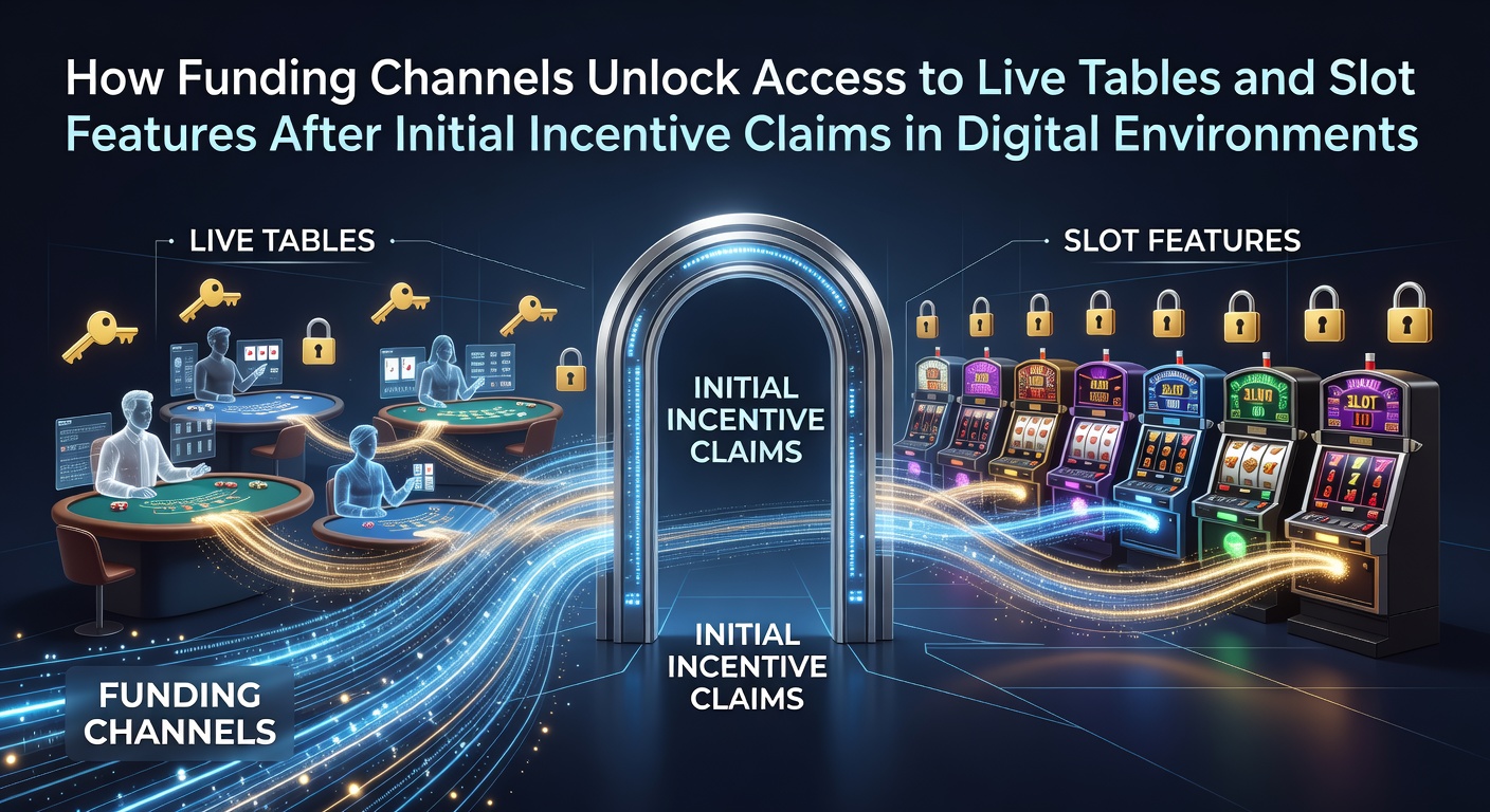 Digital interface showing funding options unlocking live dealer tables and advanced slot features in an online gaming platform