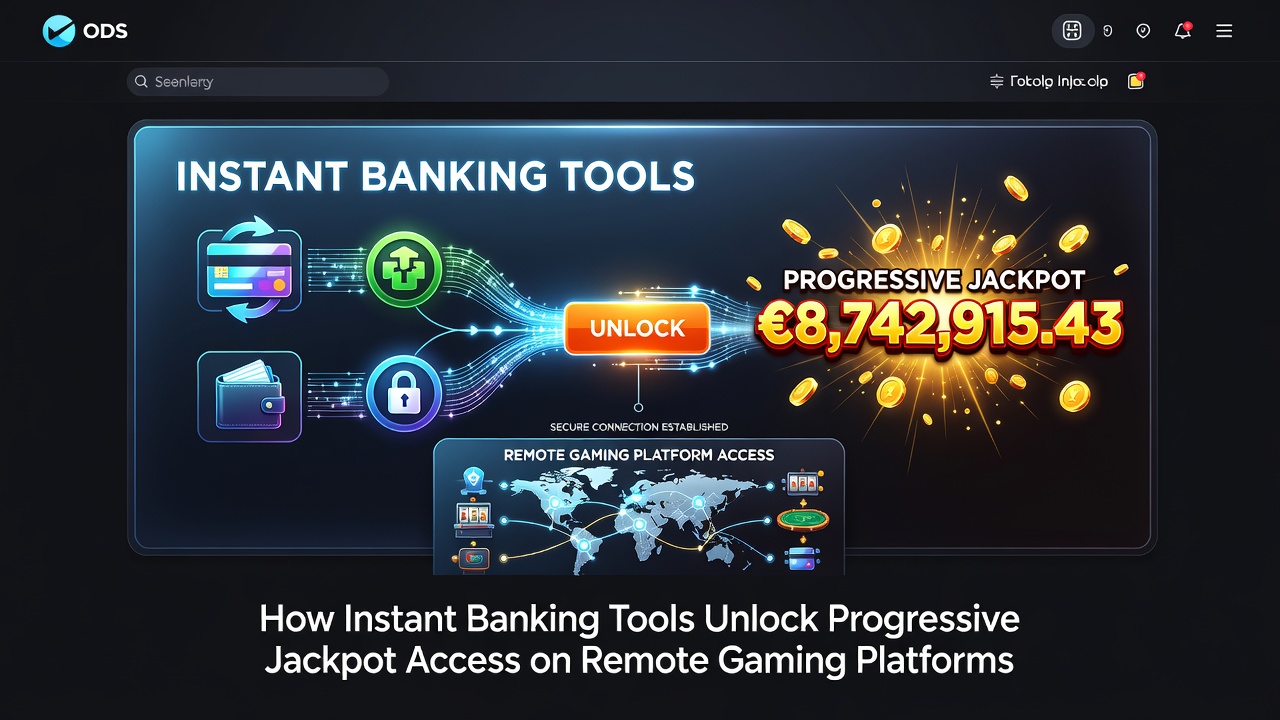 Diagram showing real-time banking flows into progressive jackpot game servers on remote platforms