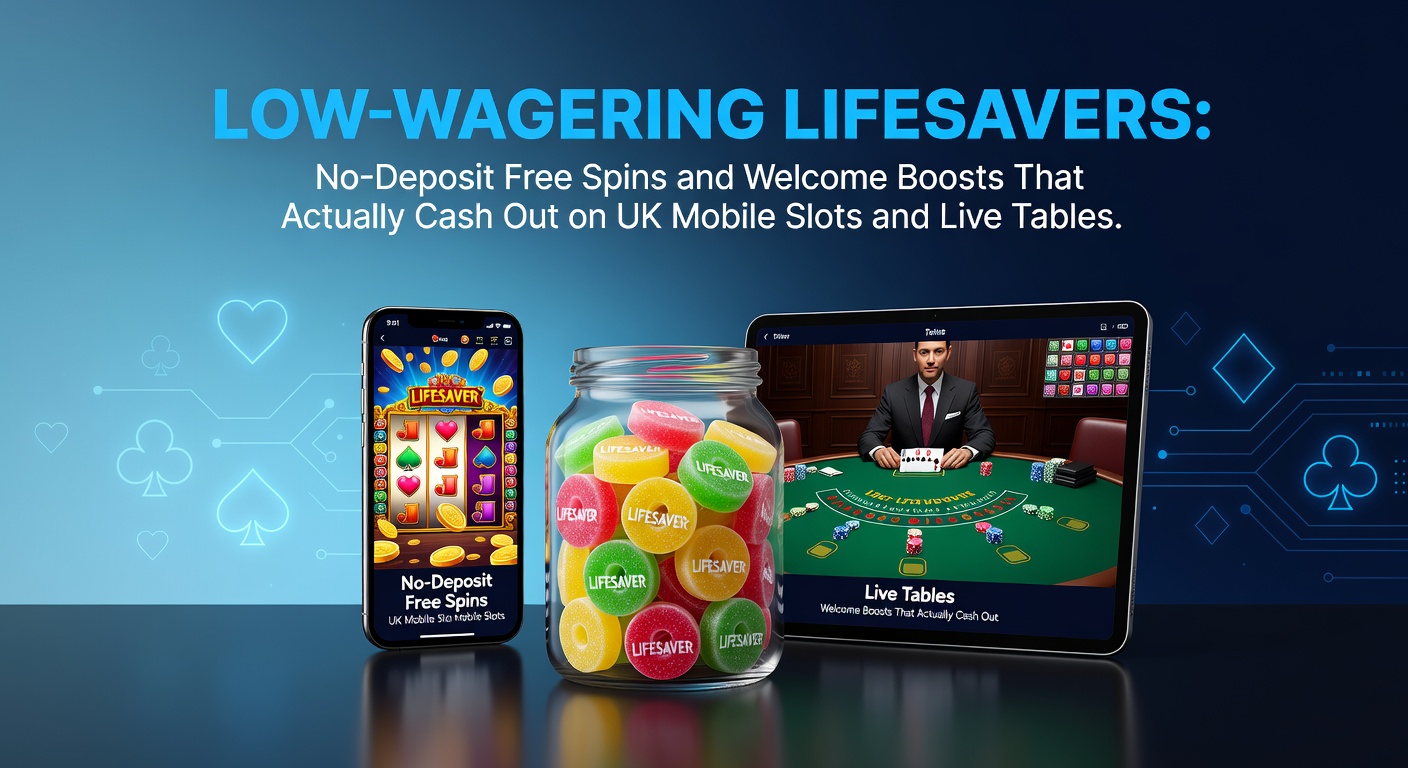 Vibrant mobile screen showing free spins activating on colorful slot reels with low wagering icons glowing