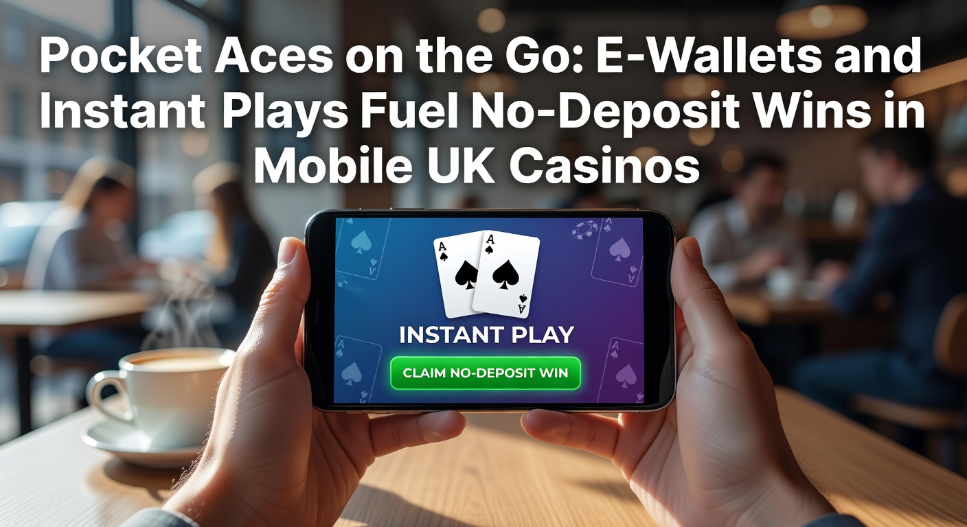 Player on smartphone accessing mobile casino no-deposit bonus via e-wallet interface, highlighting instant play options