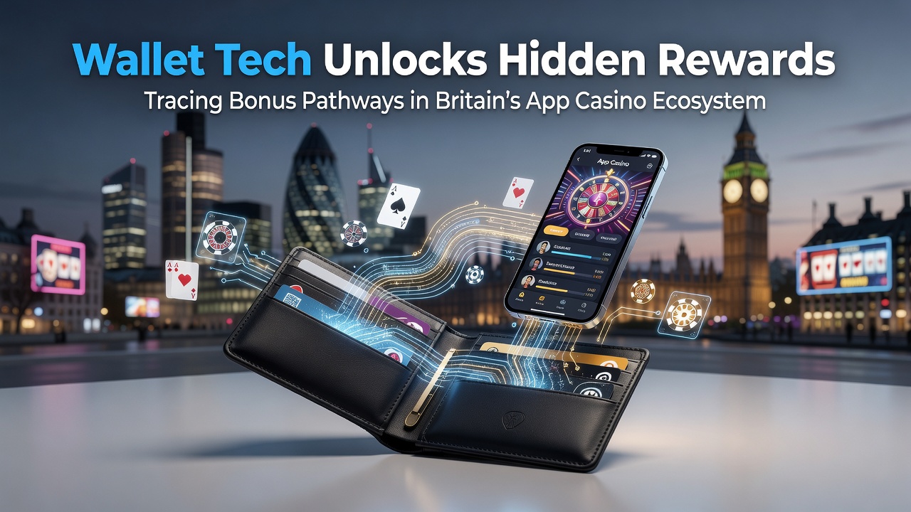 Illustration of digital wallet integration with casino apps showing bonus pathways in Britain's mobile gaming scene